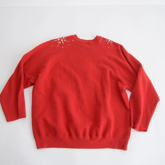 Vintage Jerzees Red Snowman Lace & Buttons &  Snowflakes Crewneck Sweater 2X - Picture 3 of 14